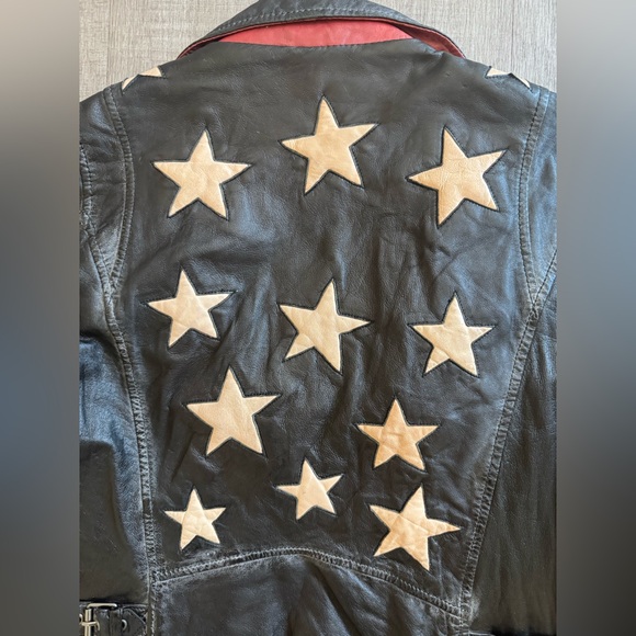 Mauritius Black Scatter Star Leather Jacket Size 8 - Picture 5 of 16